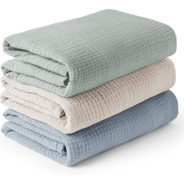 Konssy Muslin Swaddle Blankets 3-Pack